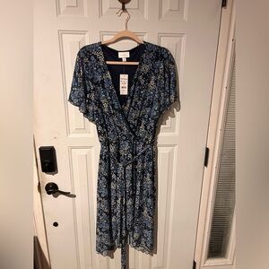 Morgan Taylor Navy Floral Midi Dress